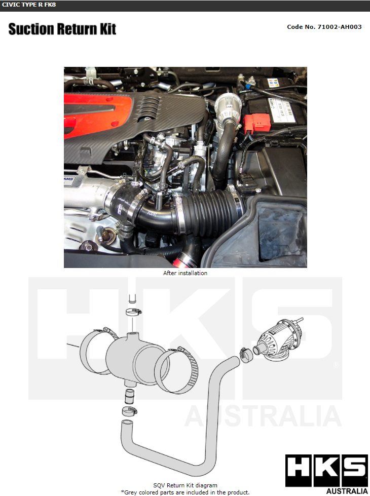 HKS Suction Return Kit Suit Honda Civic Type-R FK8