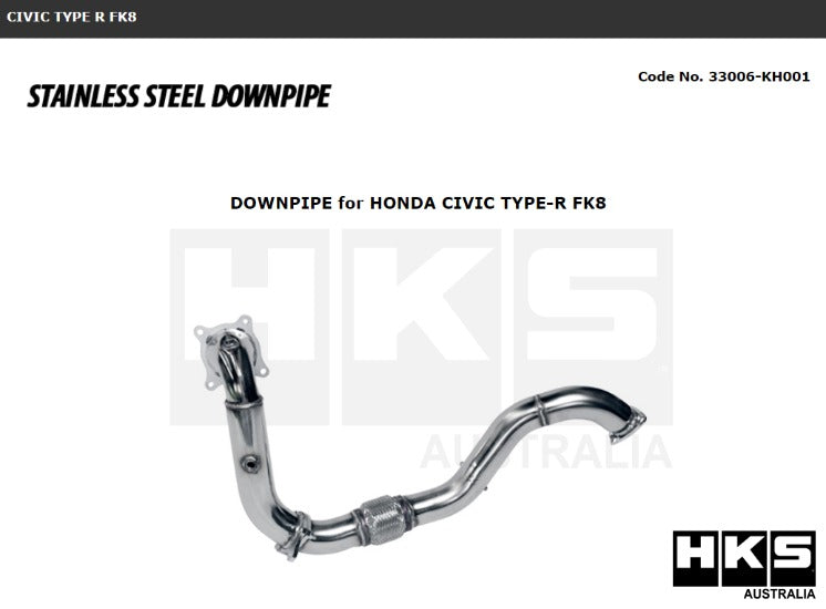 HKS Stainless Steel Downpipe For Honda Civic Type-R FK8